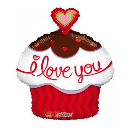 Palloncino Mylar 45 cm. I Love You Cupcake w/ Heart