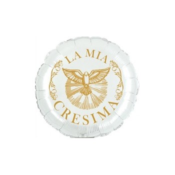 Palloncino Mylar Mini Shape 23 cm. Cresima Bianco / Oro