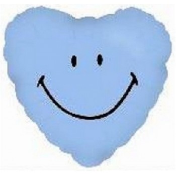 Palloncino Mylar 45 cm. Blu Linght Smiley Heart