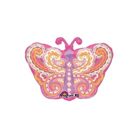 Palloncino Mylar 45 cm. Junior Shape Pink Teal Butterfly