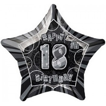 Palloncino Mylar 45 cm. 18° Birthday Balloons Prism Black