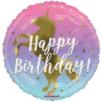 Palloncino Mylar 45 cm. Birthday Unicorn Silhouette