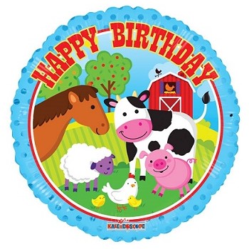 Palloncino Mylar 45 cm. Happy Birthday Farm Animals
