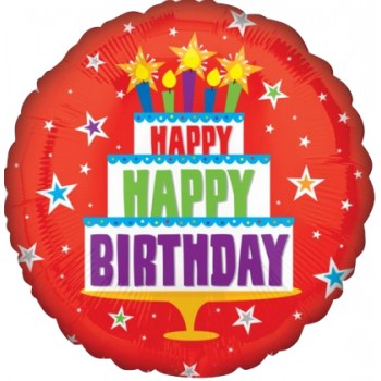 Palloncino Mylar 45 cm. R - Happy Birthday red Cake