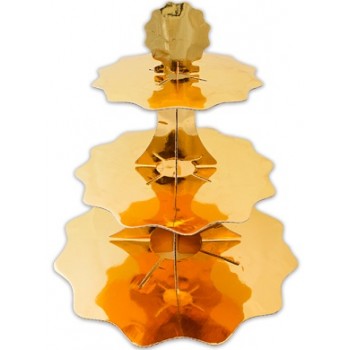 Alzatina in cartoncino - 3 piani - h. 35 cm Oro