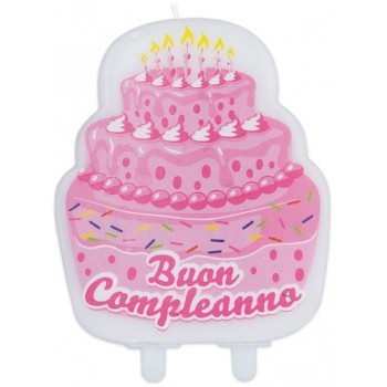 Candelina Buon Compleanno Sagomata 9 x 12 cm Cake Rosa