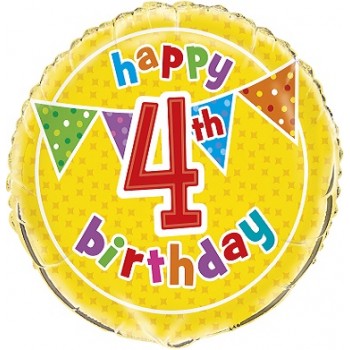 Palloncino Mylar 45 cm. Age 4° Children's Milestone Happy Birthday