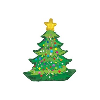 Palloncino Mylar Mini Shape 35 cm. Christmas Gold Letters Tree