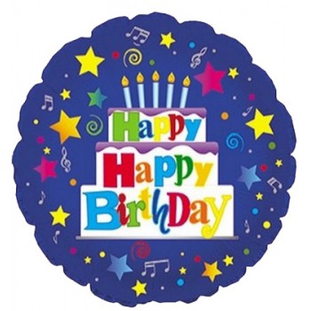 Palloncino Mylar 45 cm. R - Happy Birthday Blue Cake