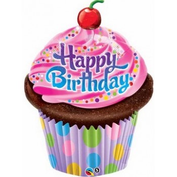 Palloncino Mylar Super Shape 89 cm. Birthday Frosted Cupcake