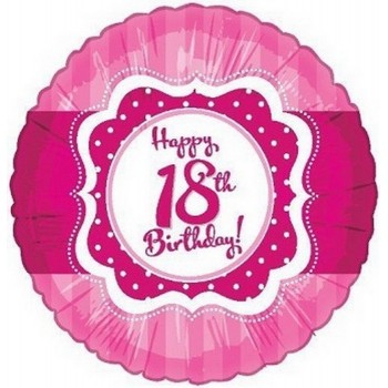Palloncino Mylar 45 cm. 18° Happy Birthday Pink