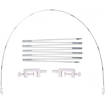 Semi arco con 2 clip regolabili per diverse dimensioni del tavolo. Lunghezza max 365 cm