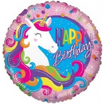 Palloncino Mylar 45 cm. Birthday Classic Unicorn