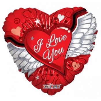 Palloncino Mylar 45 cm. I Love You Balloon Heart With Wings