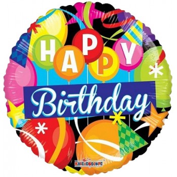 Palloncino Mylar 45 cm. R - Happy Birthday Motifs
