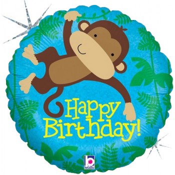 Palloncino Mylar 45 cm. R - Monkey Buddy Birthday Holographic
