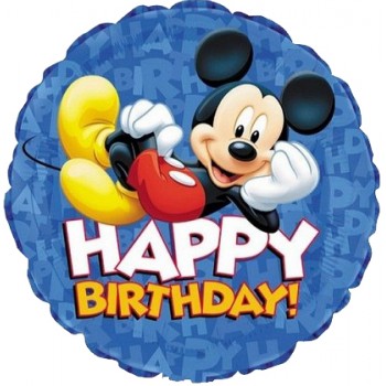 Palloncino Mylar 45 cm. Mickey Mouse Happy Birthday Blue 