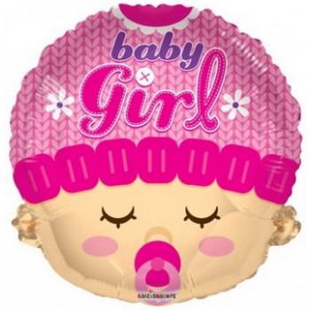 Palloncino Mylar 45 cm. Girl - Baby Girl Head Shape