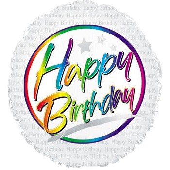Palloncino Mylar 45 cm. R - Birthday Rainbow