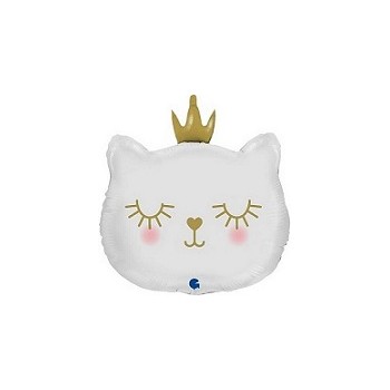Palloncino Mylar Mini Shape 35 cm. Cat Princess White