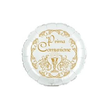 Palloncino Mylar Mini Shape 23 cm. Comunione Bianco / Oro