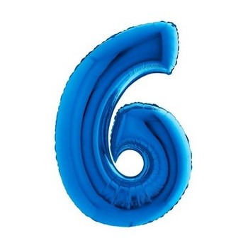 Palloncino Mylar Numero Medio Blu 6 - 36 cm.