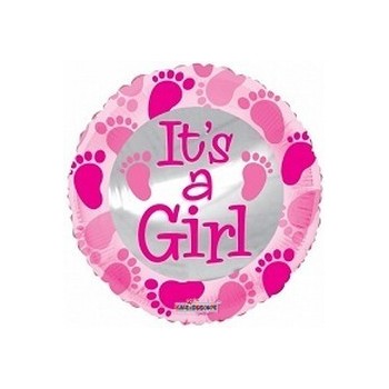 Palloncino Mylar Mini Shape 22 cm. Girl - Baby Pink Foot Prints
