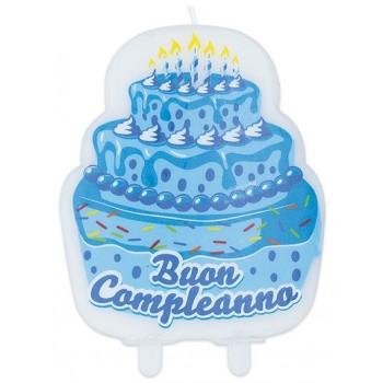 Candelina Compleanno Sagomata 9 x 12 cm Buon Cake Celeste