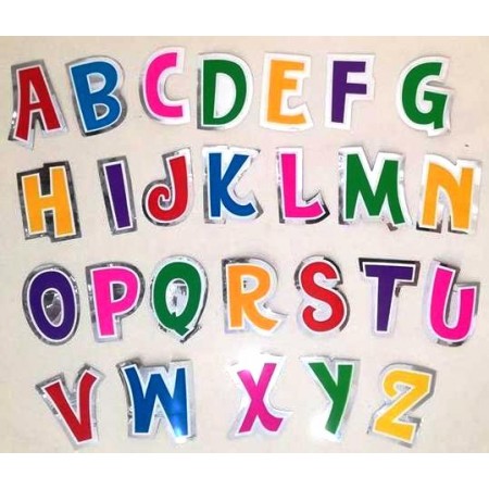 Confezione di 48 lettere adesive per palloncini, h 5,5 cm. 48 Etichette, 6  colori x