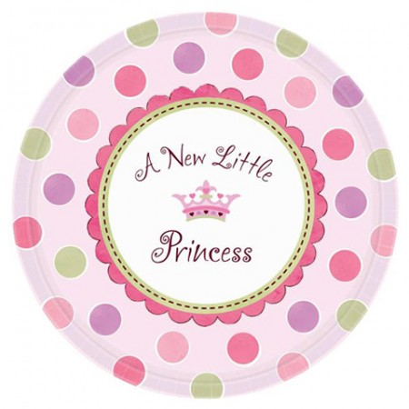 Coordinato Nascita Bimba A New Little Princess - Piatto Carta 18 cm. - 8 pz.