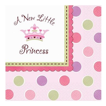 Coordinato Nascita Bimba A New Little Princess - Tovagliolo 33x33 cm. - 16 pz.