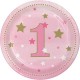 Coordinato Primo Compleanno Bimba One Little Star Girl - Piatto Carta 18 cm. - 8 pz