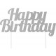 Decorazione Happy Birthday Argento glitterato 15 x 17 cm