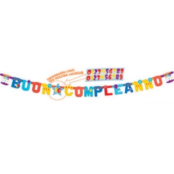 Festone Buon Compleanno, Jumbo personalizzabile 365 x 20 cm. 1 pz.