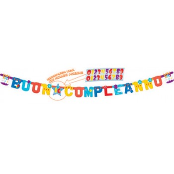 Festone Buon Compleanno, XL personalizzabile, 250 x 150 cm.