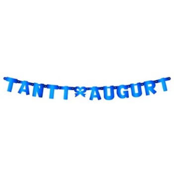 Festone Tanti Auguri Blu, Extra Large Torta 2,15 cm.