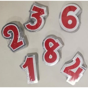 Numeri adesivi per palloncini, h 5,5 cm. 48 Etichette, 6 colori x 8cu. per ogni confezione di numeri