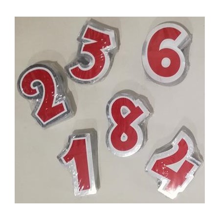 Numeri adesivi per palloncini, h 5,5 cm. 48 Etichette, 6 colori x 8cu. per ogni confezione di numeri
