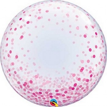 Palloncino Bubble 61 cm. Confetti Rosa
