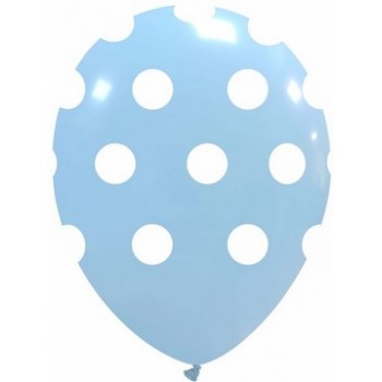 Palloncino in Lattice Rotondo 30 cm. Stampa Pois Azzurro Macaron