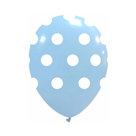 Palloncino in Lattice Rotondo 30 cm. Stampa Pois Azzurro Macaron