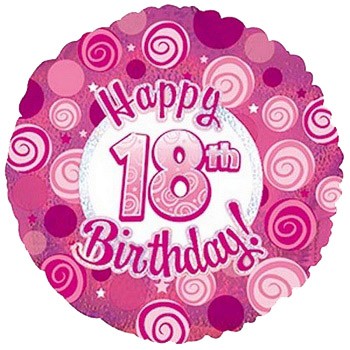 Palloncino Mylar 45 cm. 18° Happy Birthday Pink Dazzeloon 