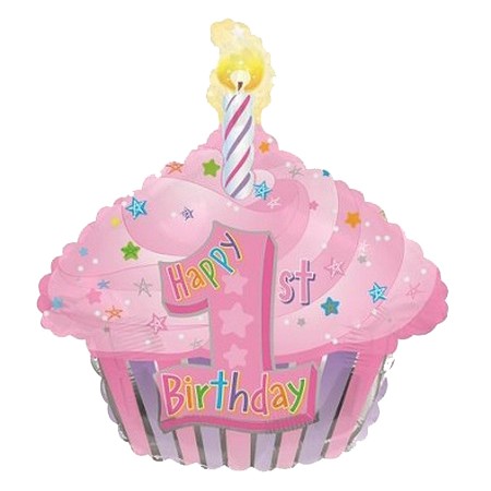 Palloncino Mylar 45 cm. 1° Birthday Pink