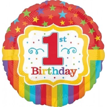 Palloncino Mylar 45 cm. 1° Rainbow Birthday