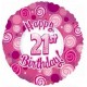 Palloncino Mylar 45 cm. 21° Happy Birthday Pink Dazzeloon