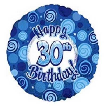Palloncino Mylar 45 cm. 30° Happy Birthday Blue Dazzeloon 