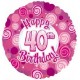 Palloncino Mylar 45 cm. 40° Happy Birthday Pink Dazzeloon 
