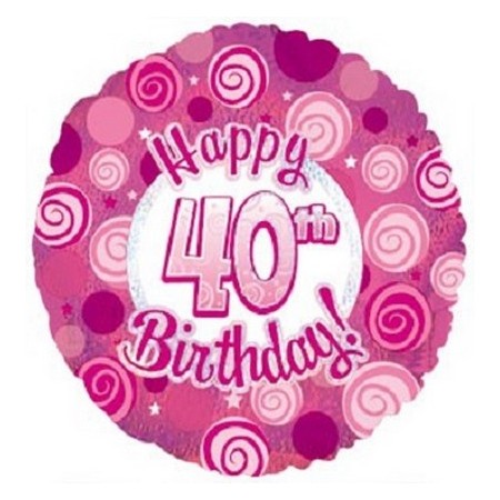 Palloncino Mylar 45 cm. 40° Happy Birthday Pink Dazzeloon 