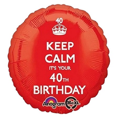 Palloncino Mylar 45 cm. 40° Keep Calm Birthday Rosso