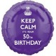 Palloncino Mylar 45 cm. 50° Age Keep Calm Birthday